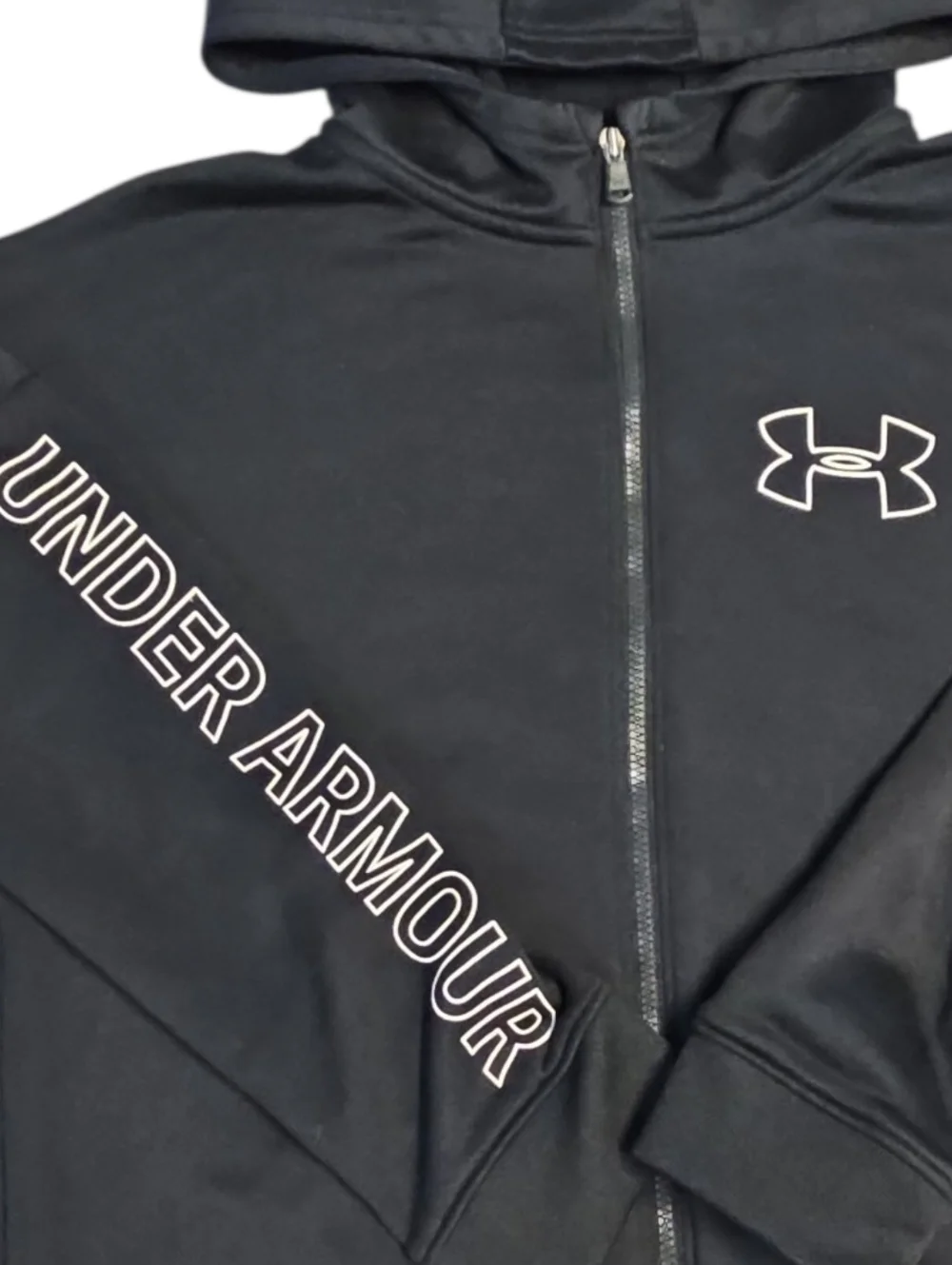 Under Armour Black Kids Zip-Up Hoodie with White Logo Medium